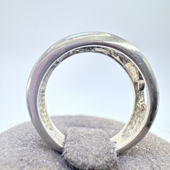 VTG Sterling Silver 925 Openwork Dolphin Design Tapered Band Ring Size 7.25 - Picture 4 of 8